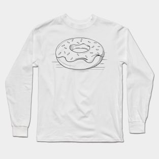 Uncolored Donut Sketch Long Sleeve T-Shirt